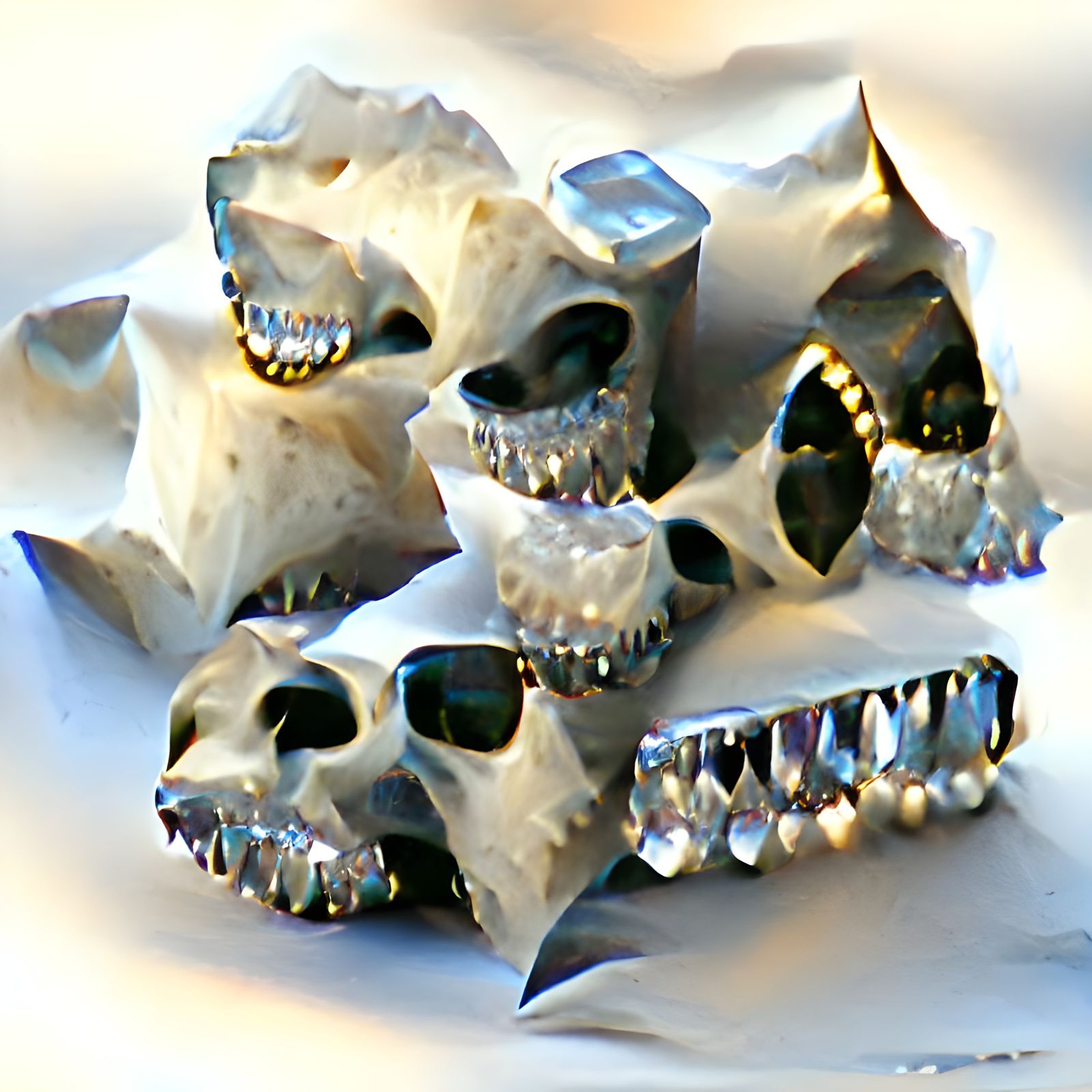 Silver skull diamond teeth