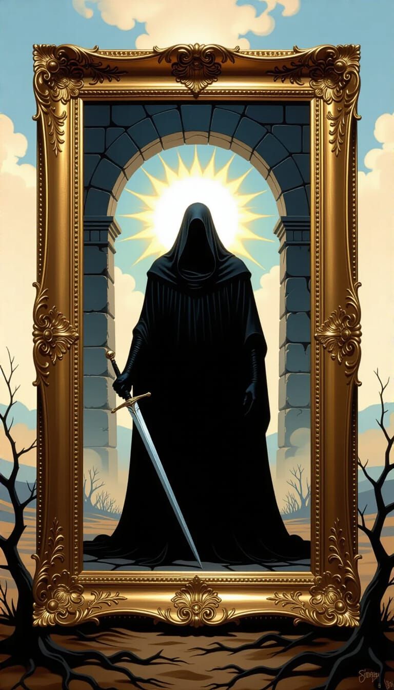 Epic Fantasy Oil Painting of Mysterious Figure