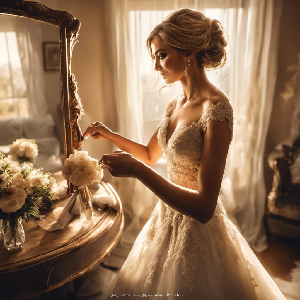 Bride and Friend in Golden Wedding Aura