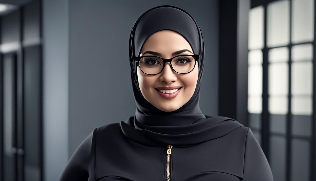 Egyptian Woman in Hijab in Office, Digital Art