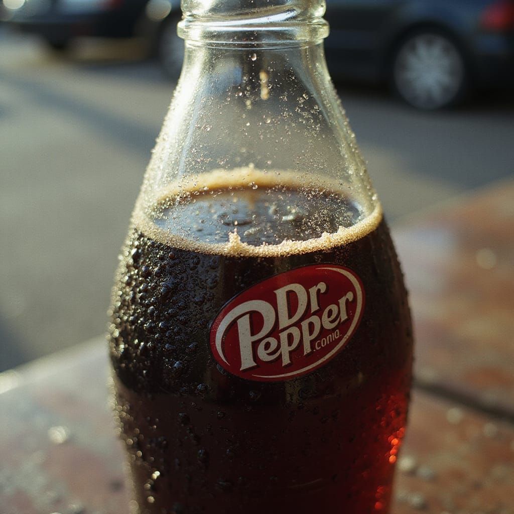 Chilled Dr. Pepper Bottle with Condensation: Cinematic Close...
