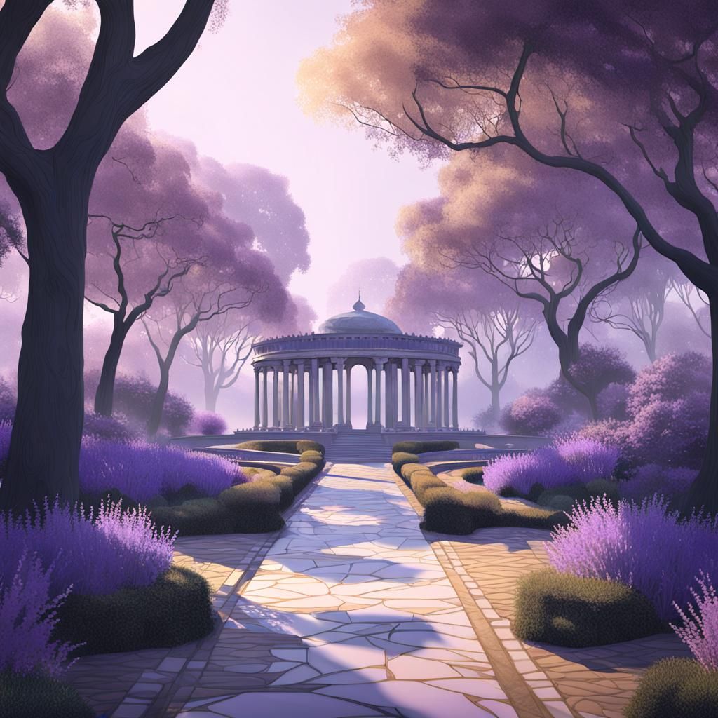Palladian Garden Pathway in Pastel Illustration