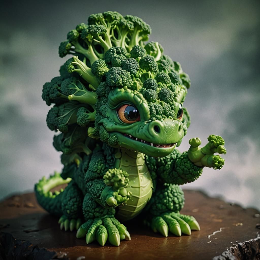 Dragon made of broccoli chibi