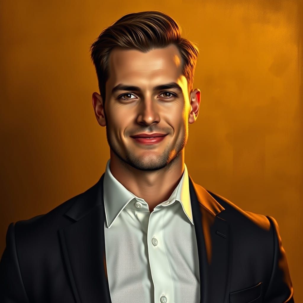 Chiseled Figure in Golden Haze