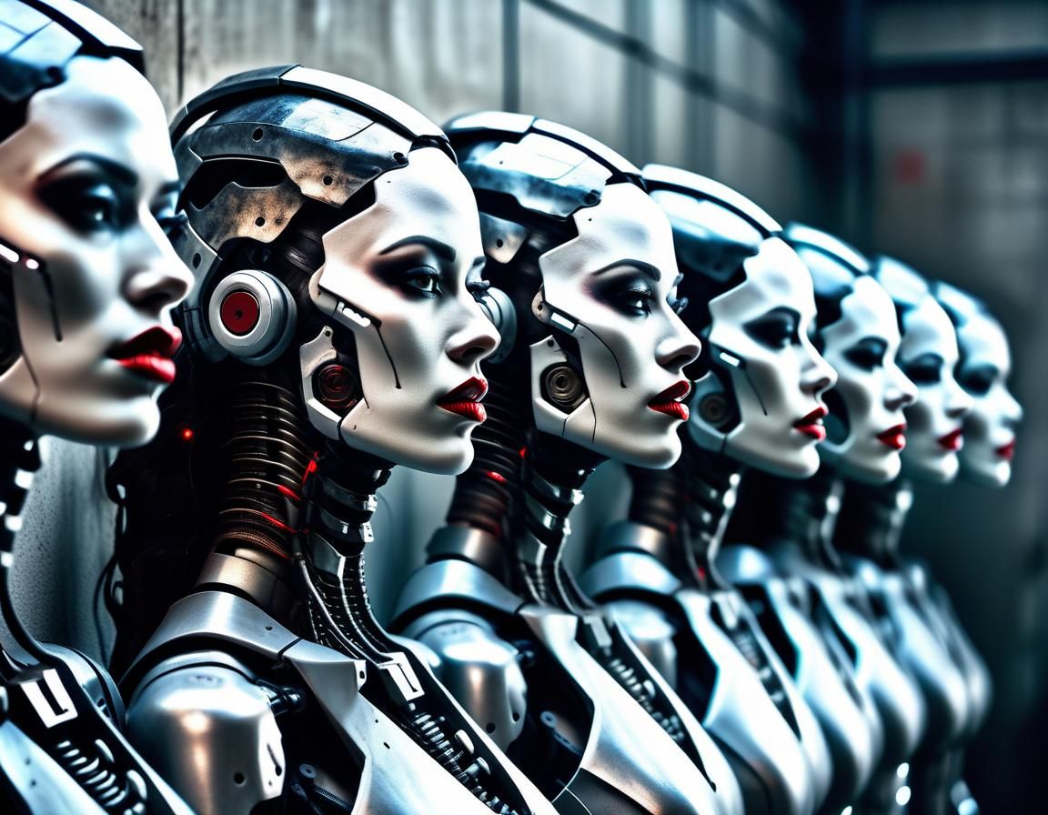 Female Cyborgs in Industrial Factory Setting