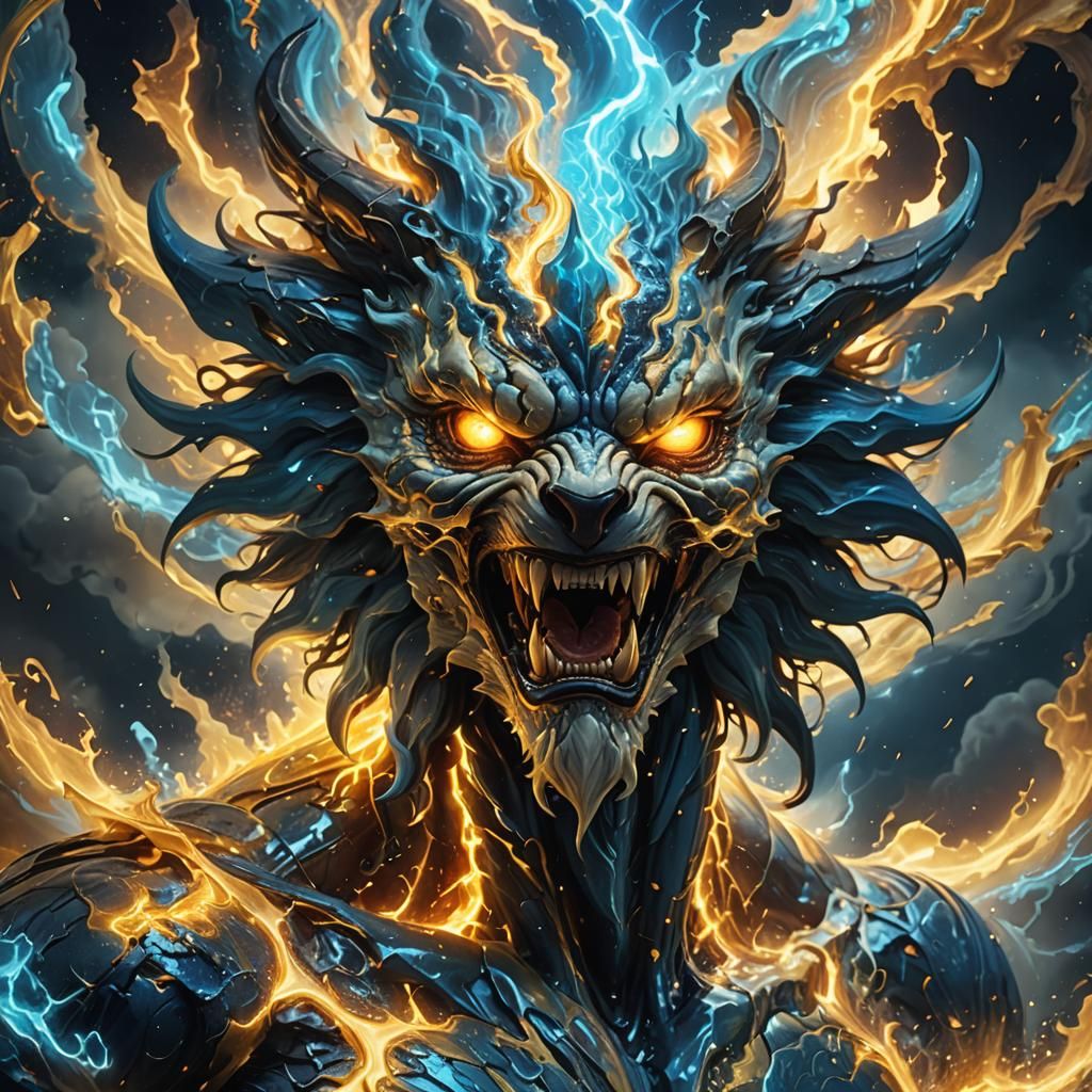 Plasma Aura Skinwalker with Lightning in Splash Art