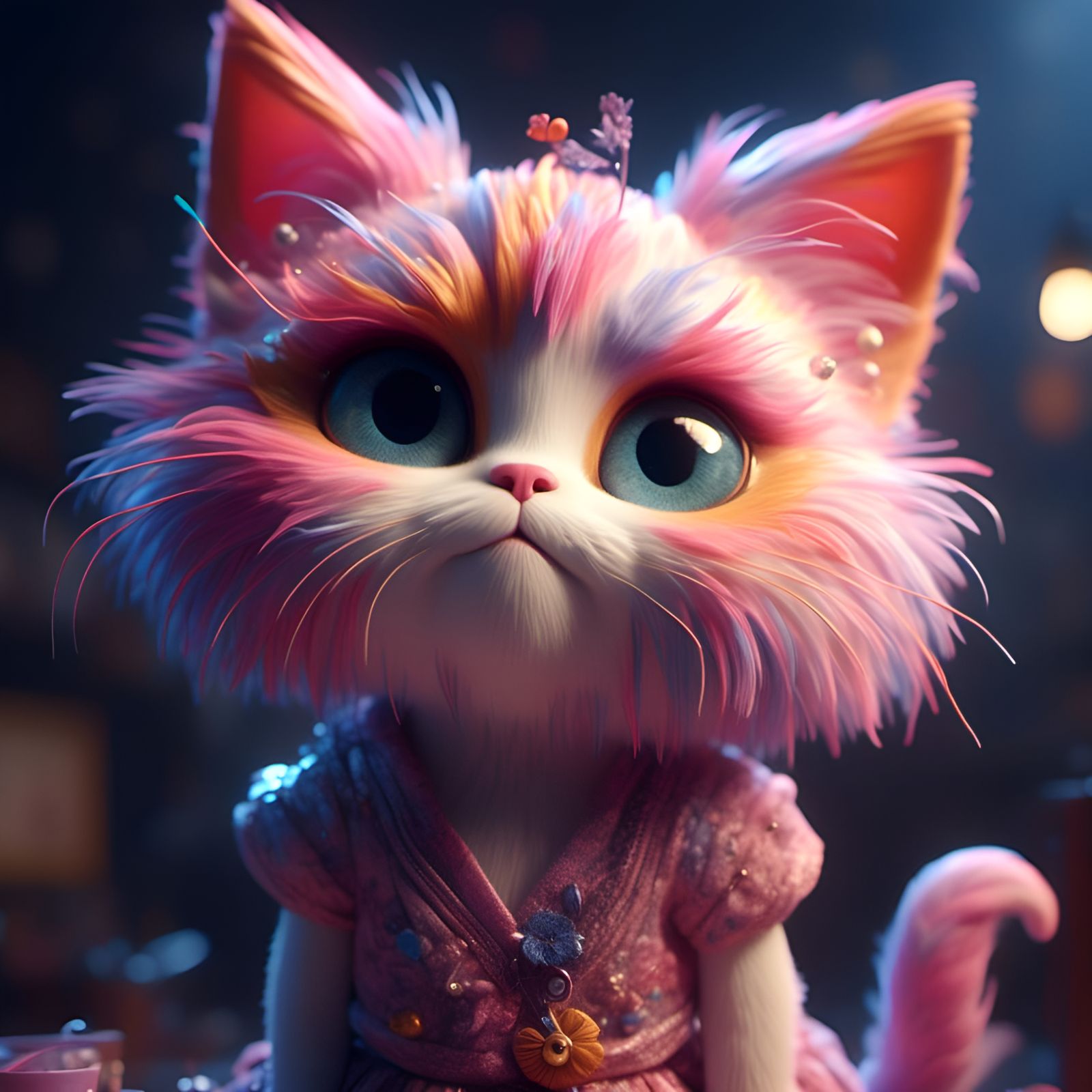 Adorable Cartoon Cat Portrait in Pixar Style
