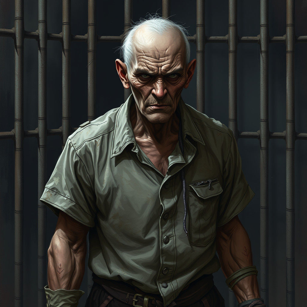 Fantasy Old Prisoner in a Dungeon