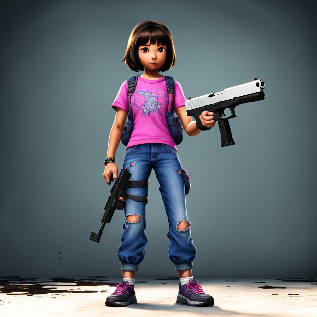 Dora the Explorer Holding a Glock