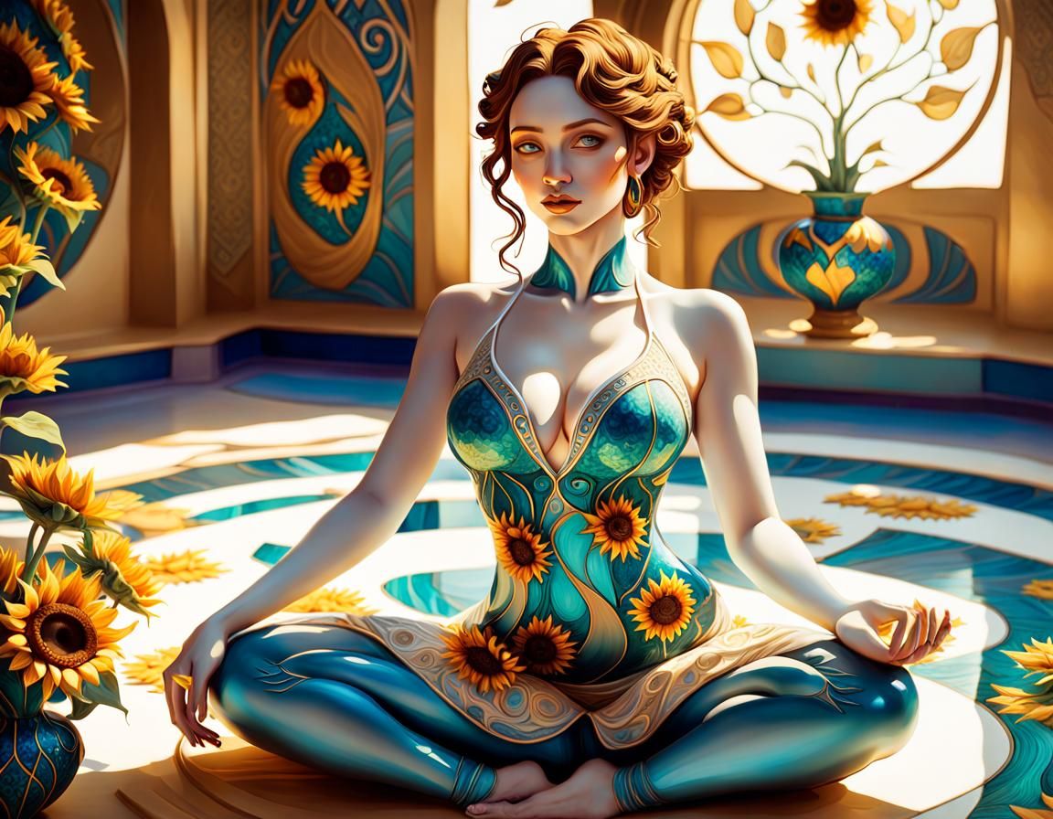 Art Nouveau Portrait: Woman Emerging from Vase