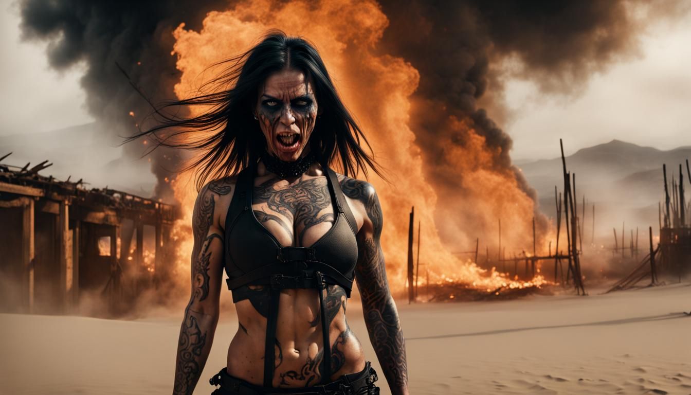 Gothic Superwoman Screams in Hellish Cage Fight