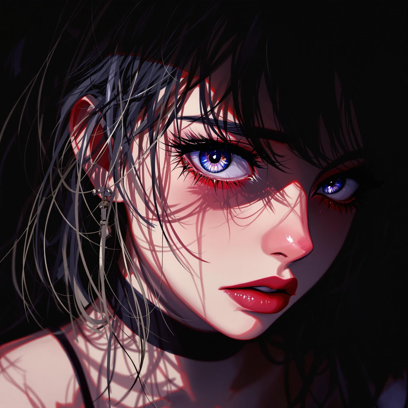 Anime Woman with Piercing Eyes in Emo Style