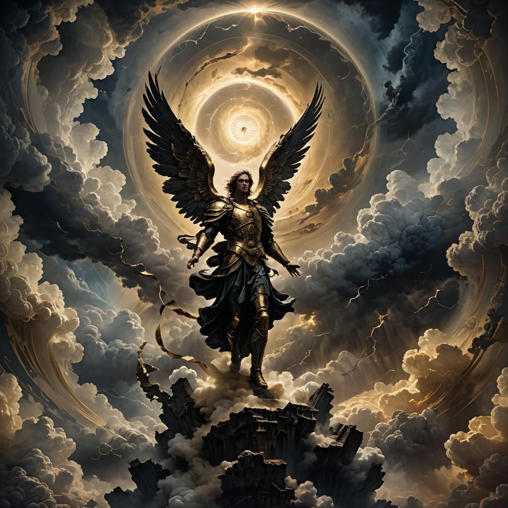 Dark Archangel in Swirling Vortex of Heaven