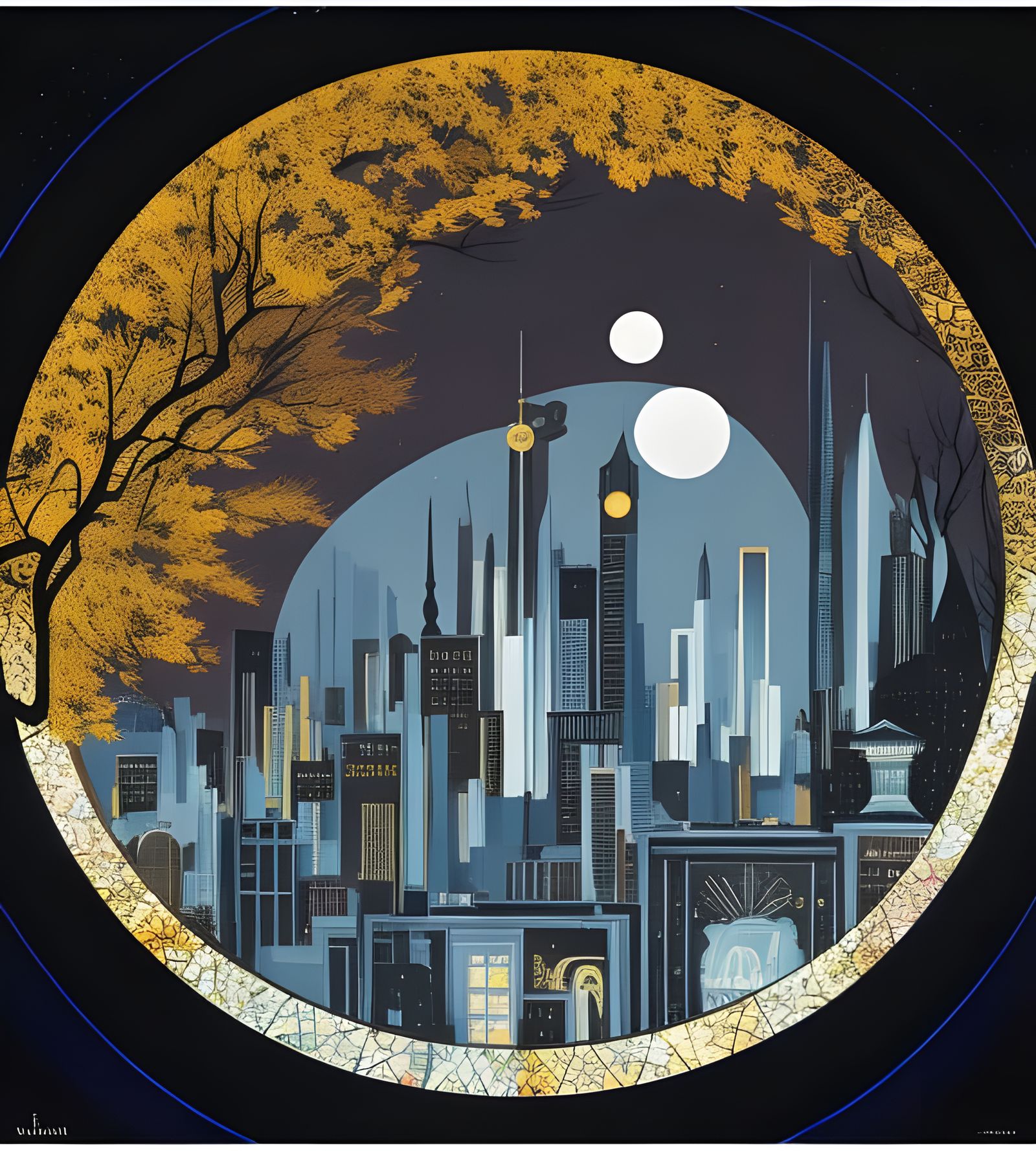 Gloomy Cityscape in Noir Style