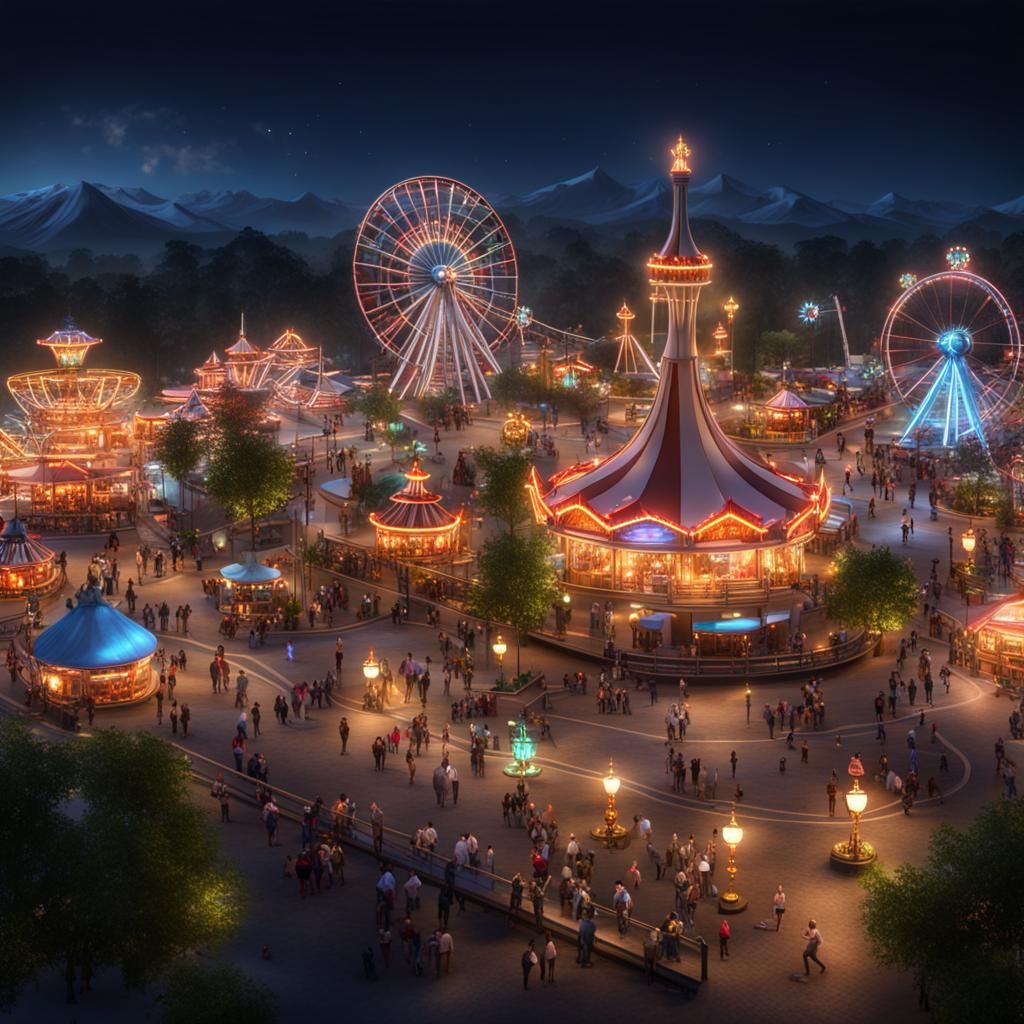 Theme park at night