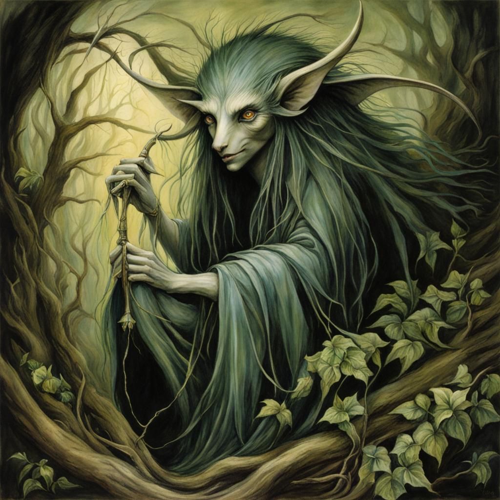 Eldritch Forest Fairy in Brian Froud Style
