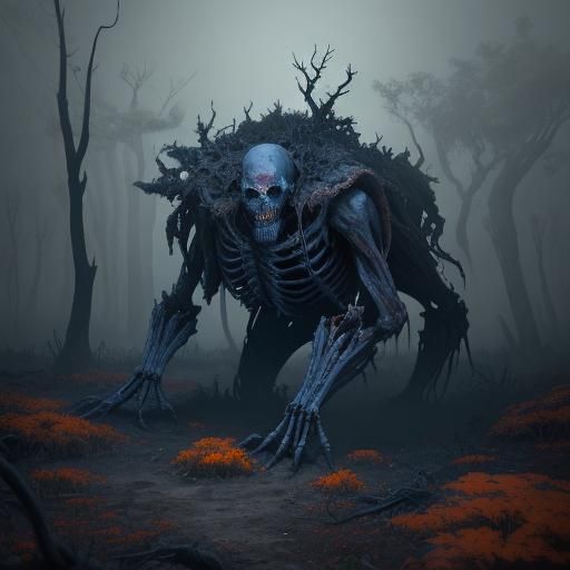 Skeletal Figure in Barren Forest Concept Art