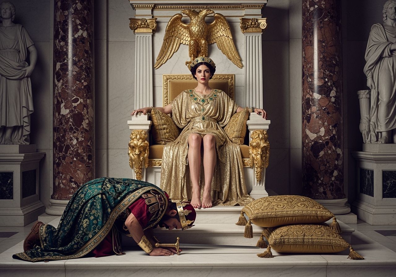 Empress Messalina's Surrender Ceremony in Lavish Throne Room