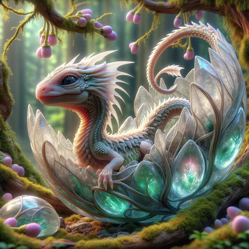 Adorable Moonvine Dragonet Hatches from Crystal Egg in Vibra...