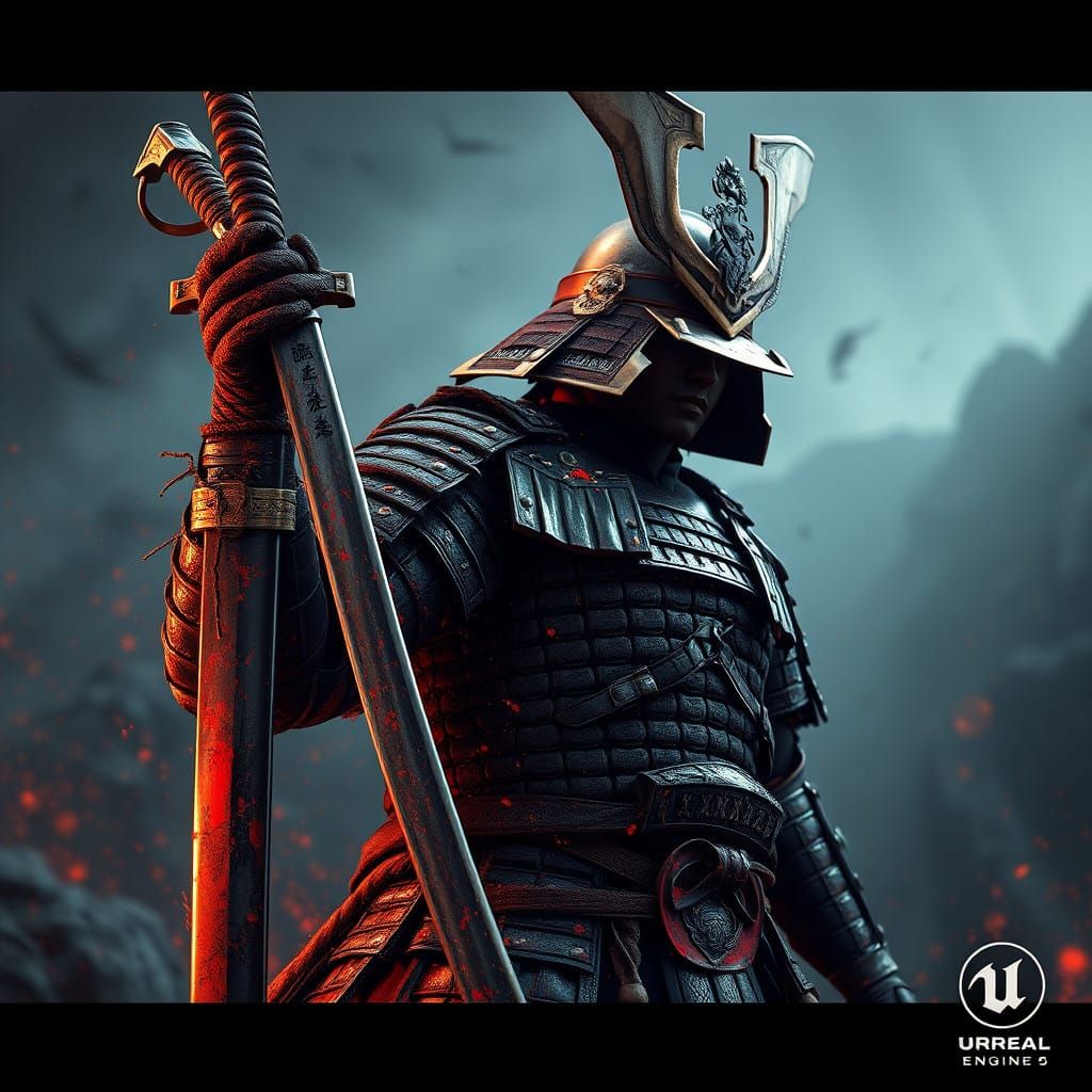 Broken Samurai Armor in Vibrant Fantasy Landscapes