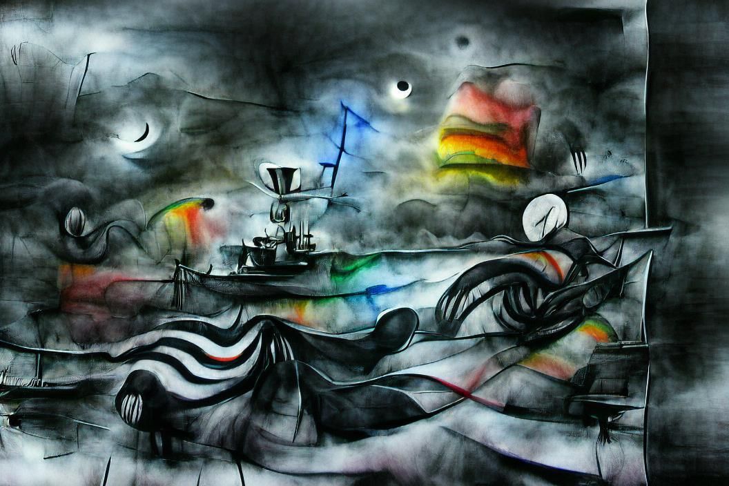 AI on the Top Hourly Art at the Night Café: "tyrannical night at sea" by VieVie