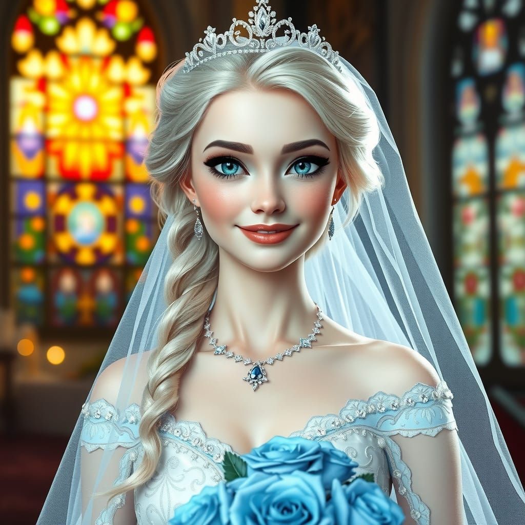 Elsa from Frozen in Wedding Dress, Digital Portrait