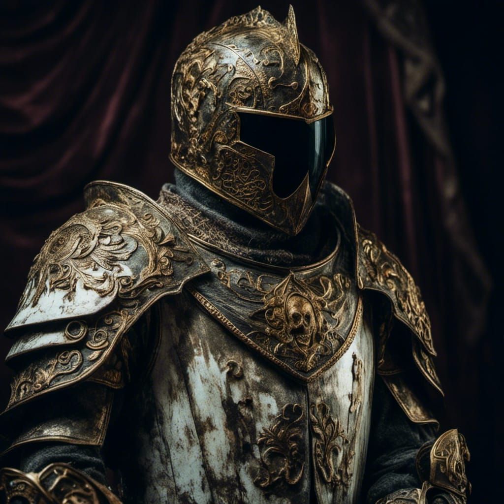 Ornate Medieval Armor with Flowing Cape
