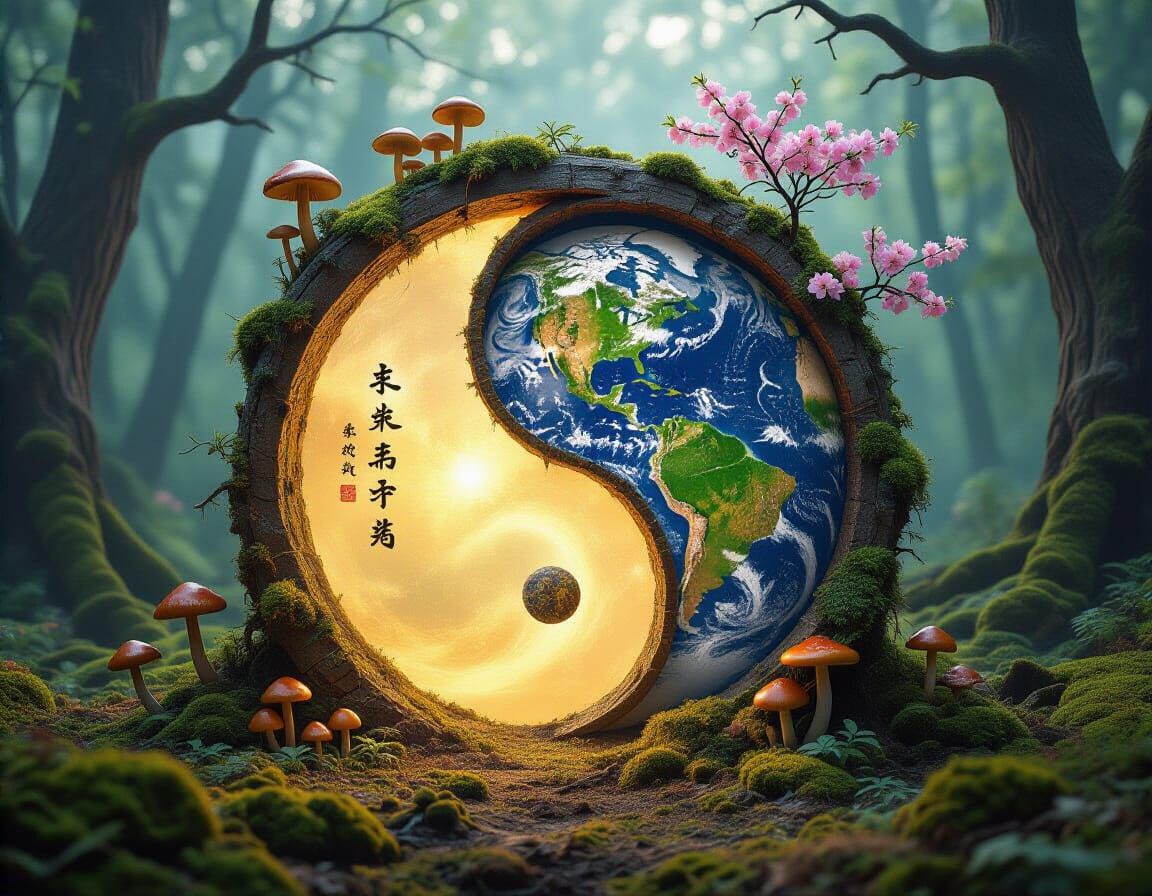 Surreal Cosmic Stargate in Enchanted Forest