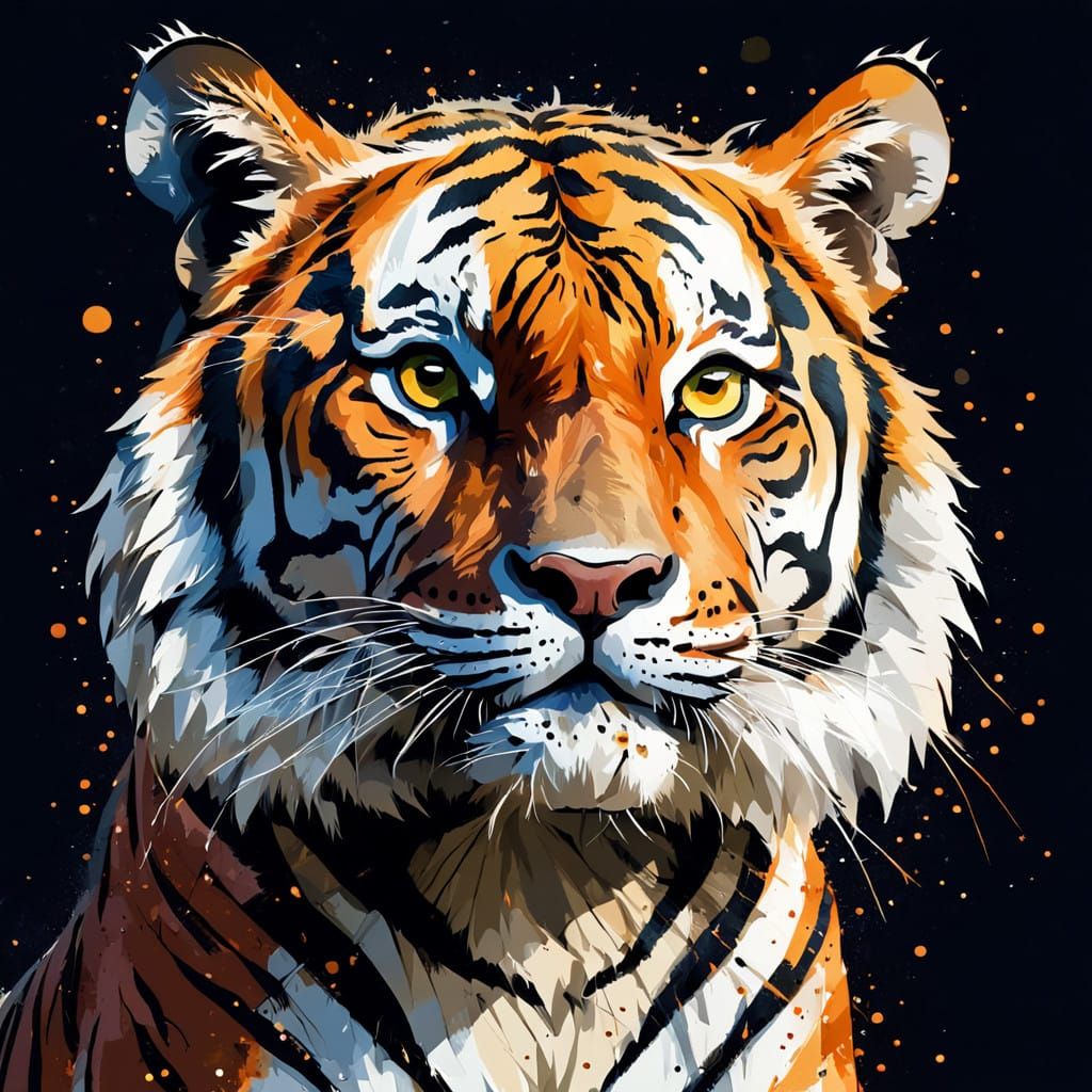 Majestic Bengal Tiger in Minimalist Brushstrokes