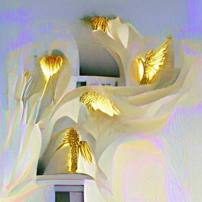 Angelic White Church with Golden Roses
