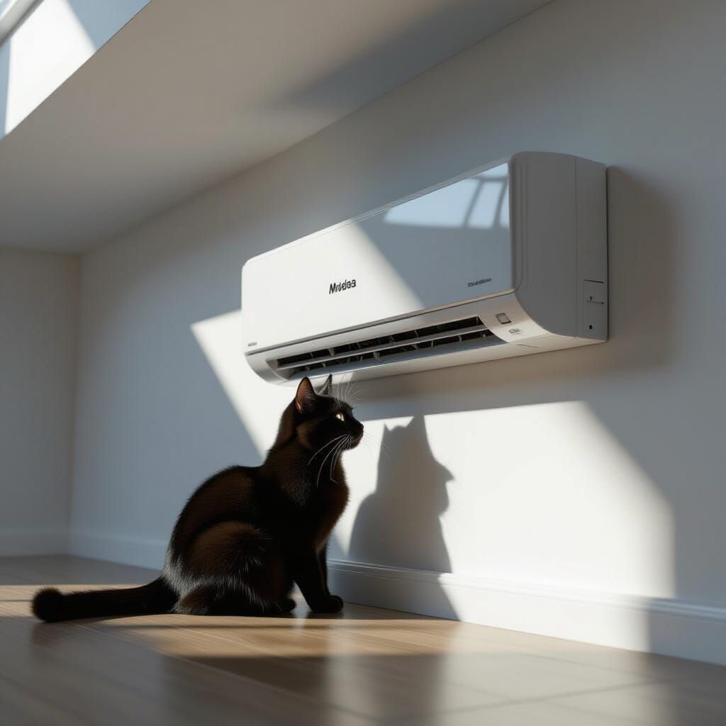 Stealthy Black Cat Hides Above AC Unit