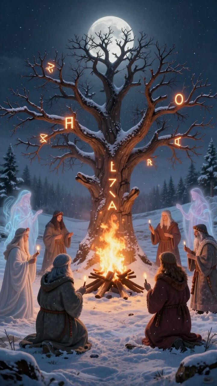 Slavic Winter Solstice Ritual: Sun's Birth in Mystical Light