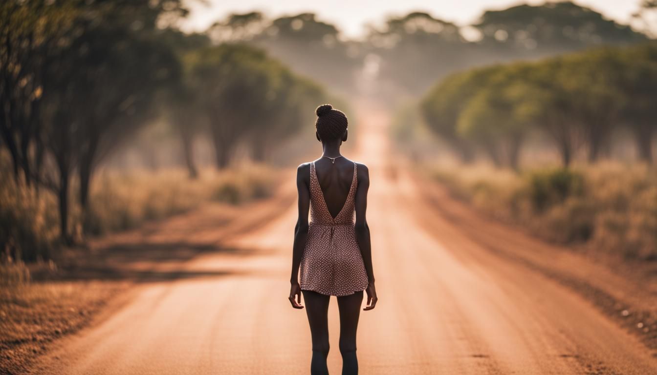 African Road: Girl in Natural Light Photography