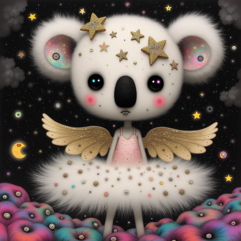 Whimsical Koala in Anime Style