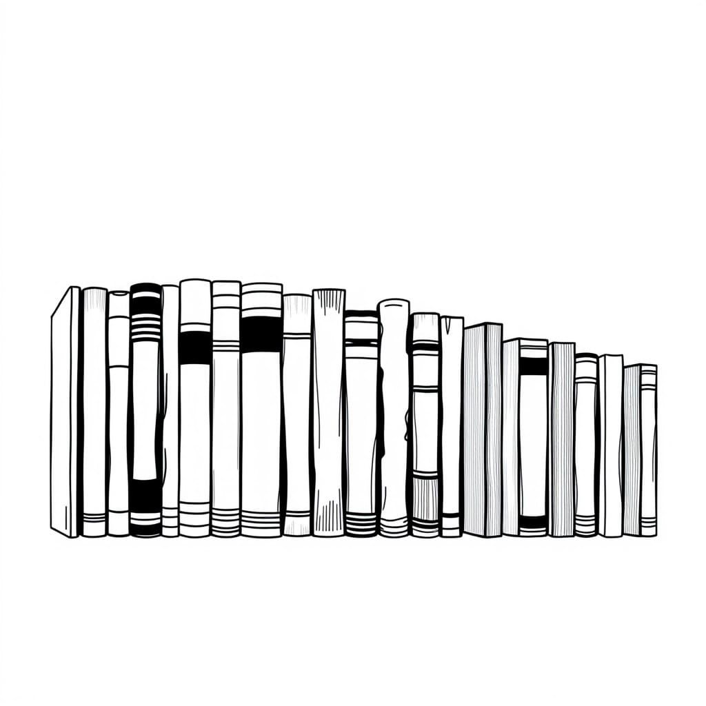 Row of Identical Books in a Minimalist Vector Style