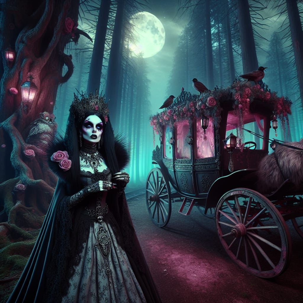 Gothic Valentine's Queen in Airbrushed Elegance