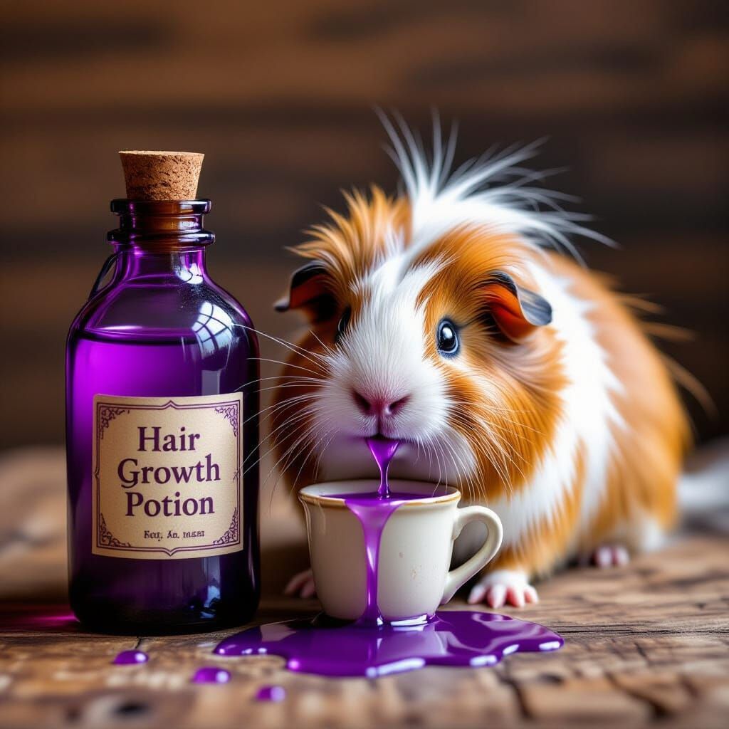 Guinea Pig's Hair Grows Wildly After Potion