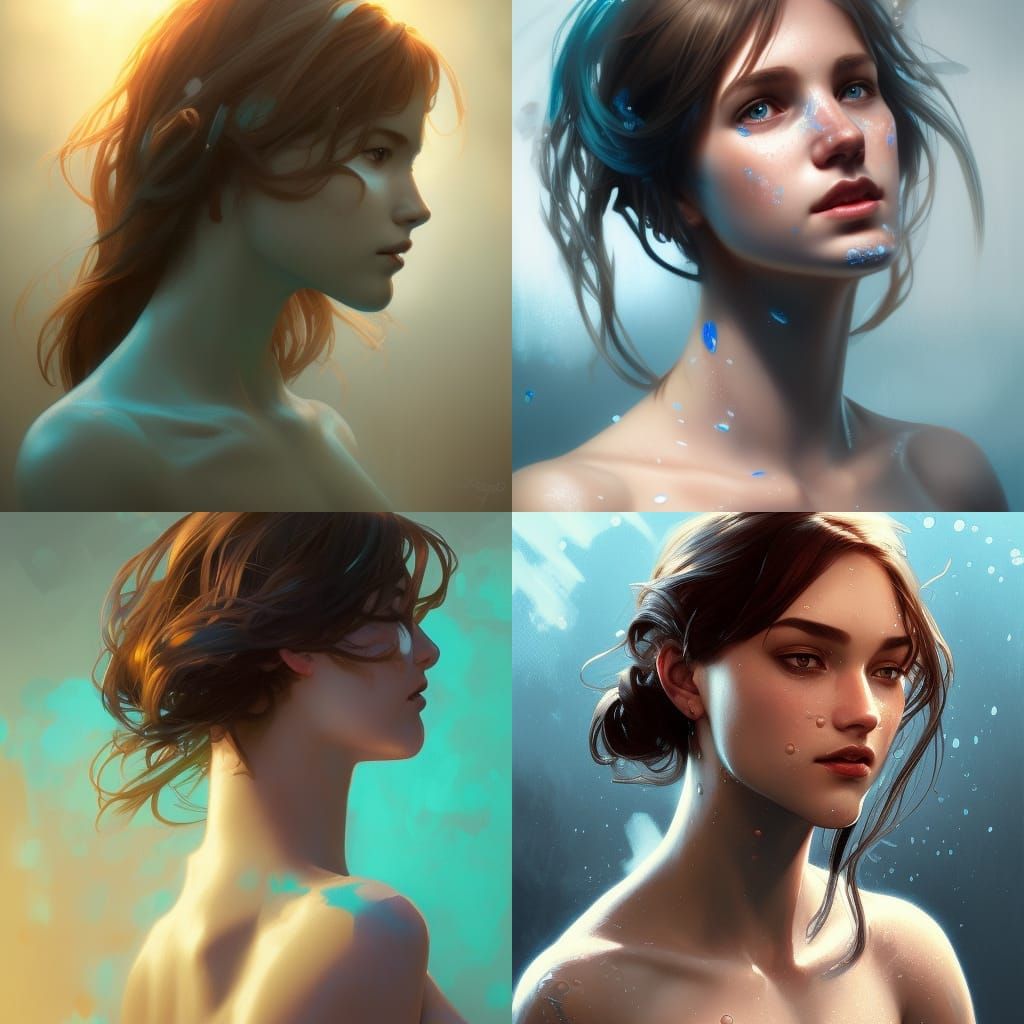 Ethereal Water Girl Portrait in Hyperdetailed Digital Art