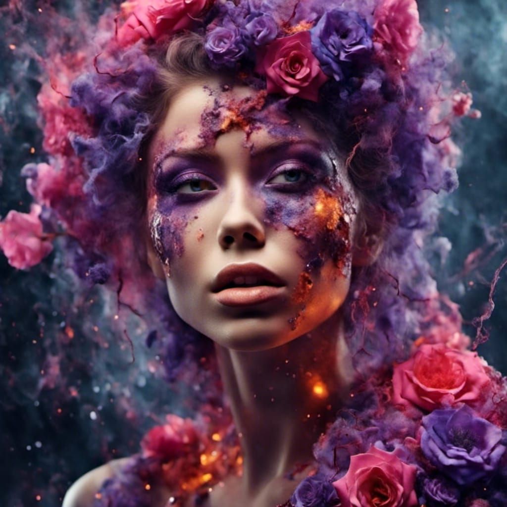 Pink and Purple Woman Portrait