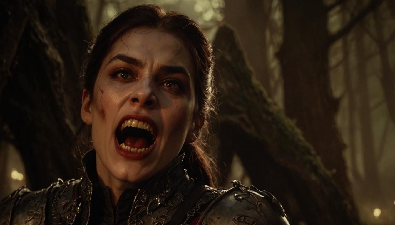 Vampire Knight Hissing in Dark Forest