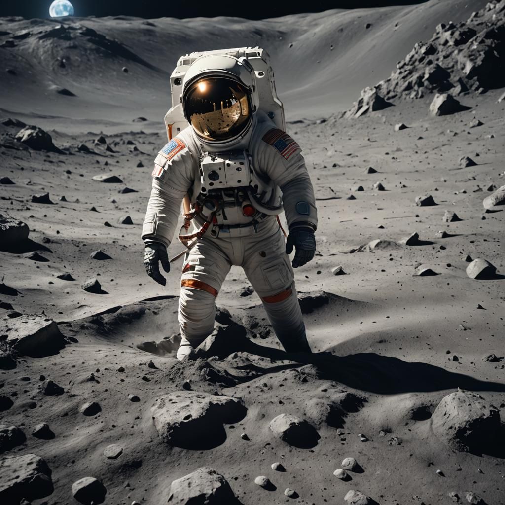 Astronaut on the Moon: Detailed Fantasy Concept Art