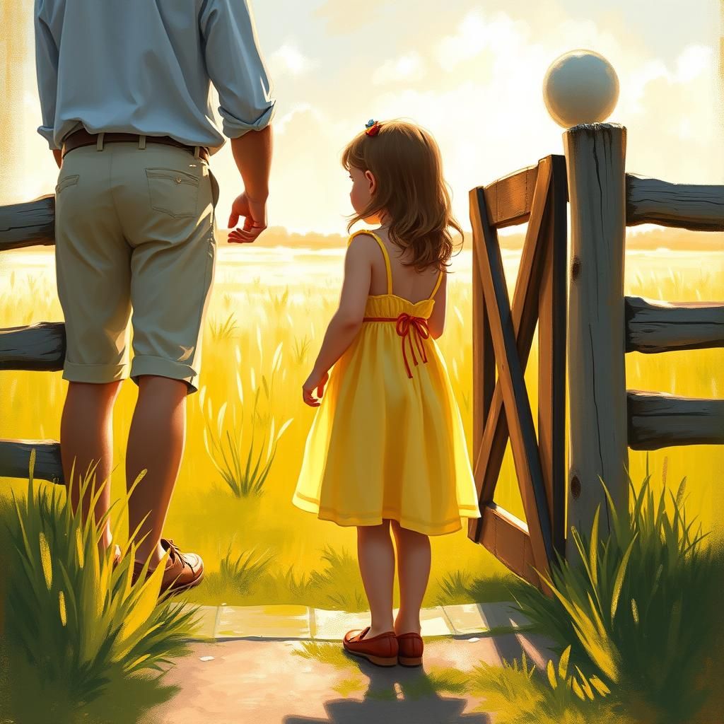 Girl in Yellow Dress: Impressionistic Summer Scene