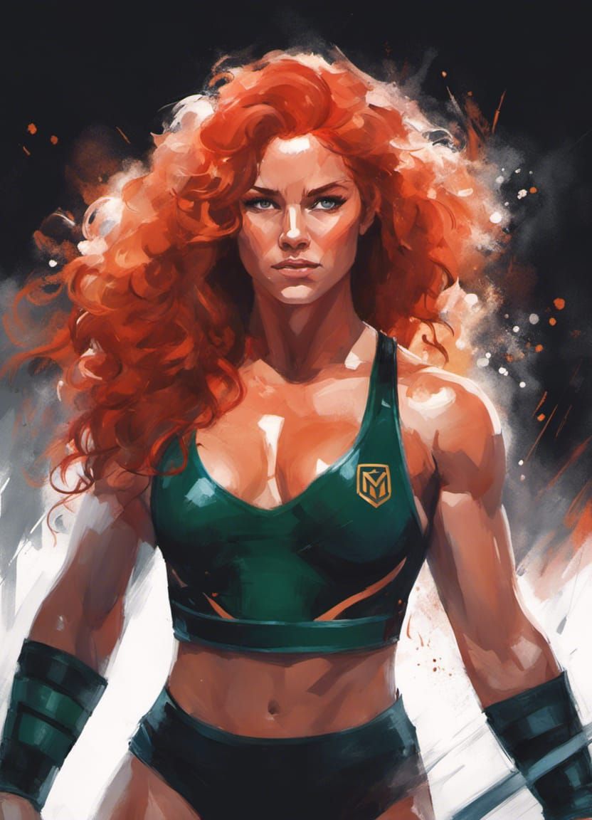 Muscular Wrestler in Ring: Digital Art