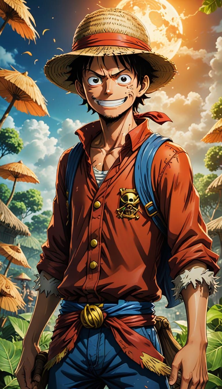 Heroic Monkey D Luffy in Anime Style