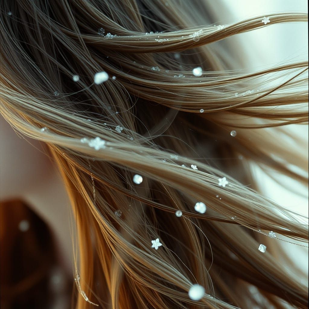 Woman's Hair Frozen in Time with Delicate Snowflakes
