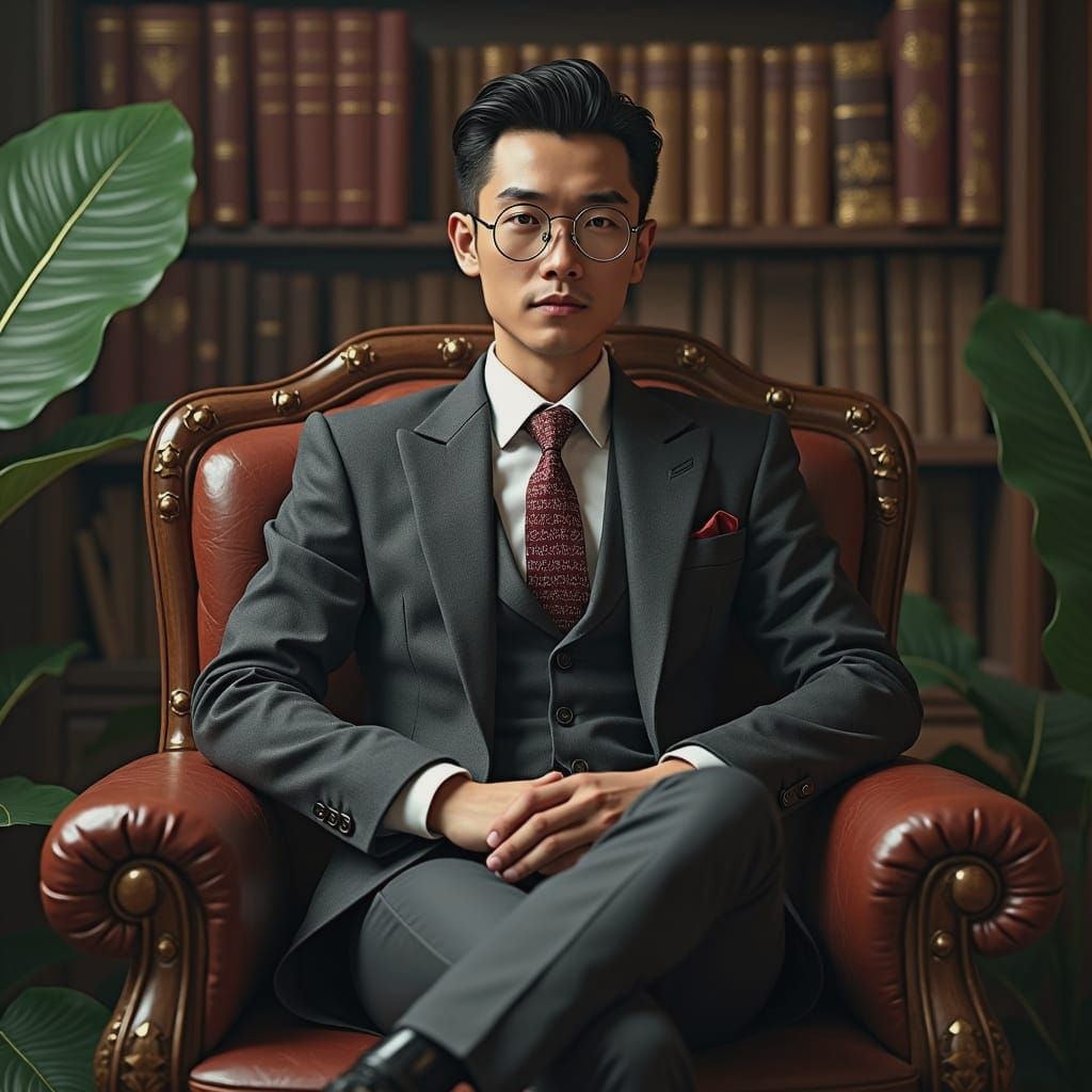 Vietnamese Intellectual in Director's Chair, Digital Art