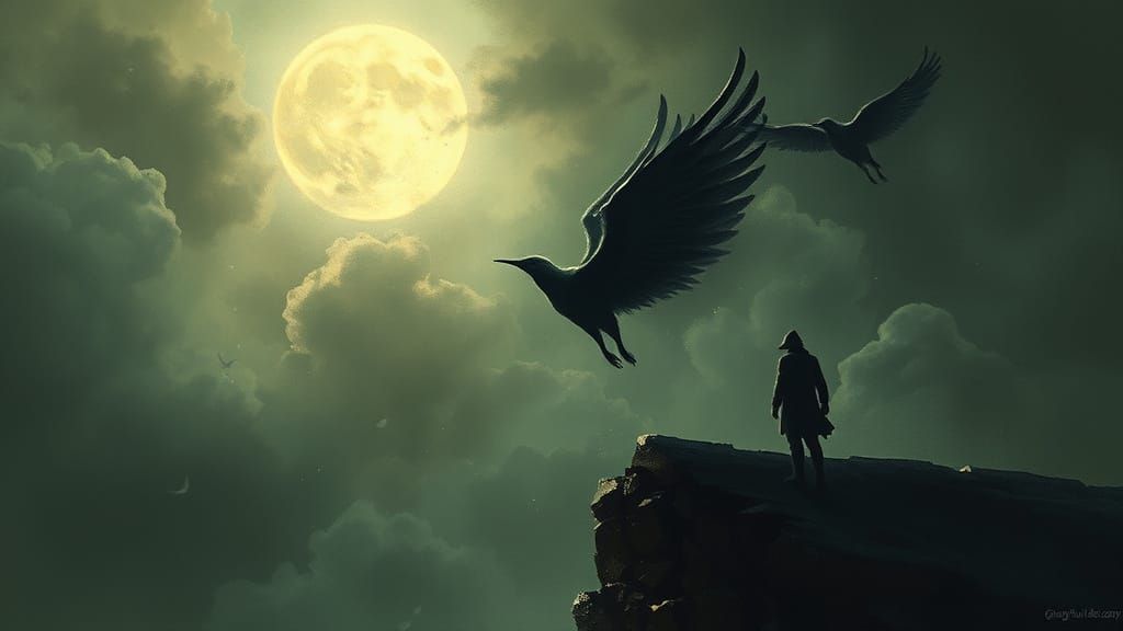 Angel Between Night and Morning: Sinister Painting