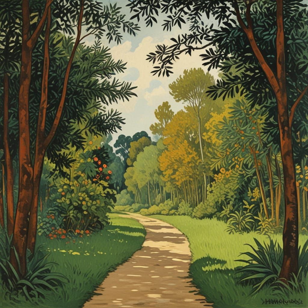 Impressionist Masterpiece in Engraved Ink Style