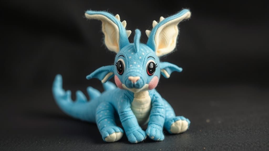 Whimsical Blue Fabric Dragon Bunny
