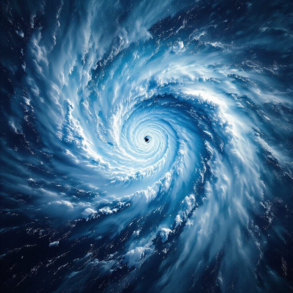 Gigantic Hurricane Vortex From Space Photorealistic